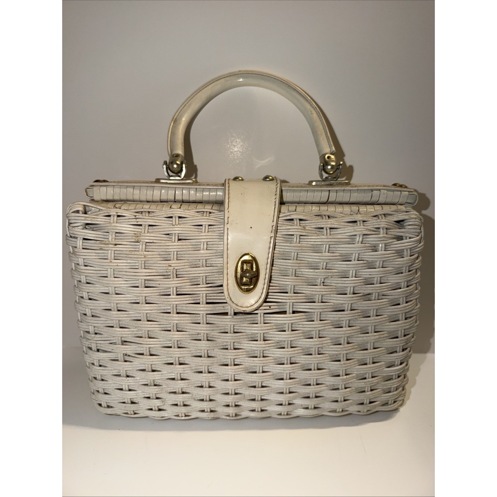 Vintage Ritter It's In The Bag Wicker Box Purse Hong Kong 50s